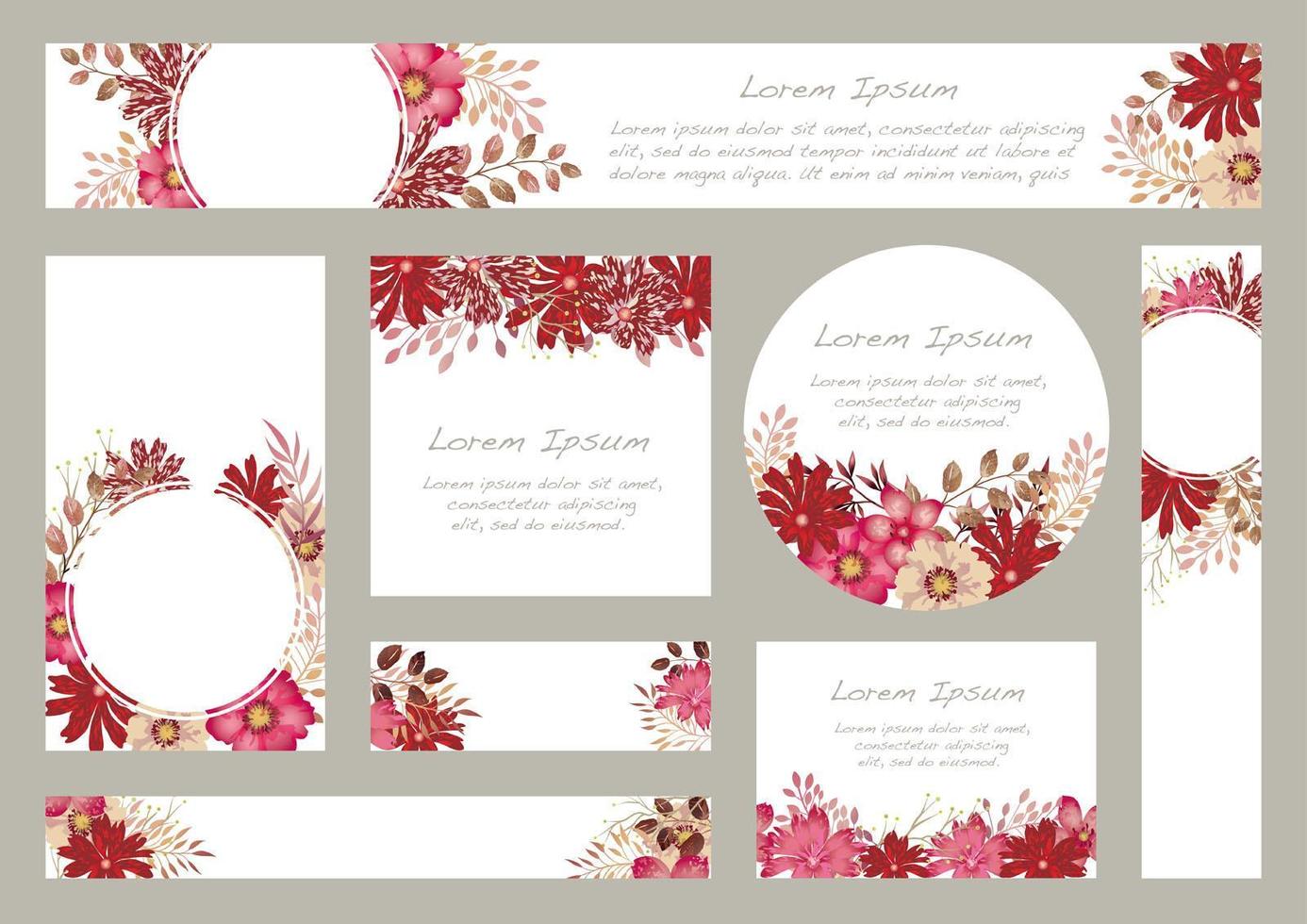 Set of Watercolor Floral Backgrounds With Text Space vector