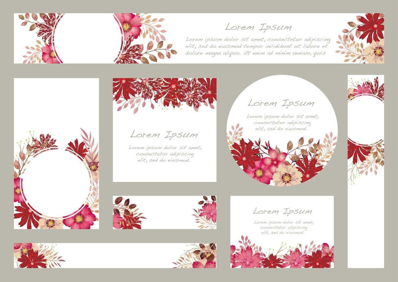 conjunto de fondos florales acuarelas con espacio de texto vector