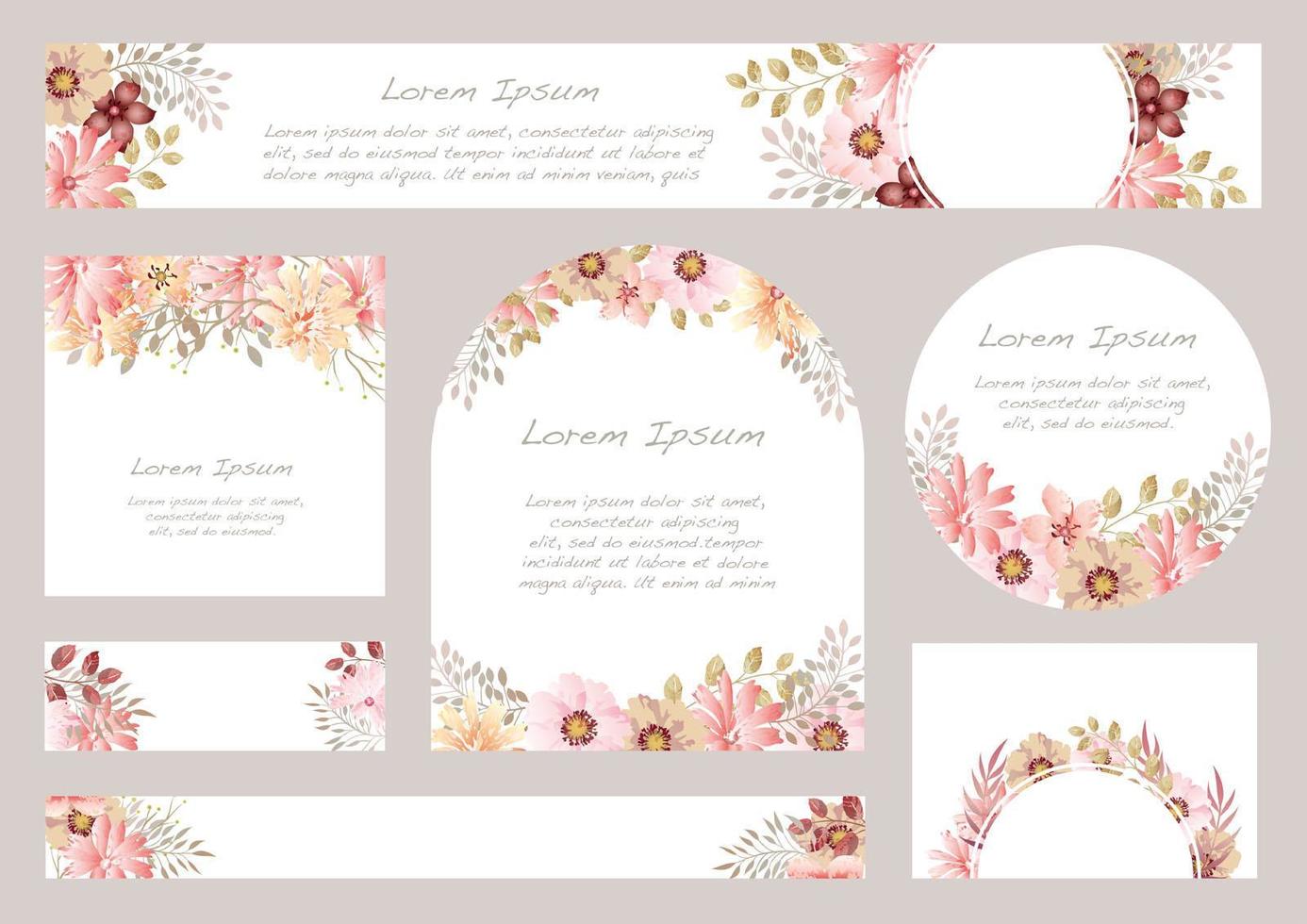 conjunto de fondos florales acuarelas con espacio de texto vector