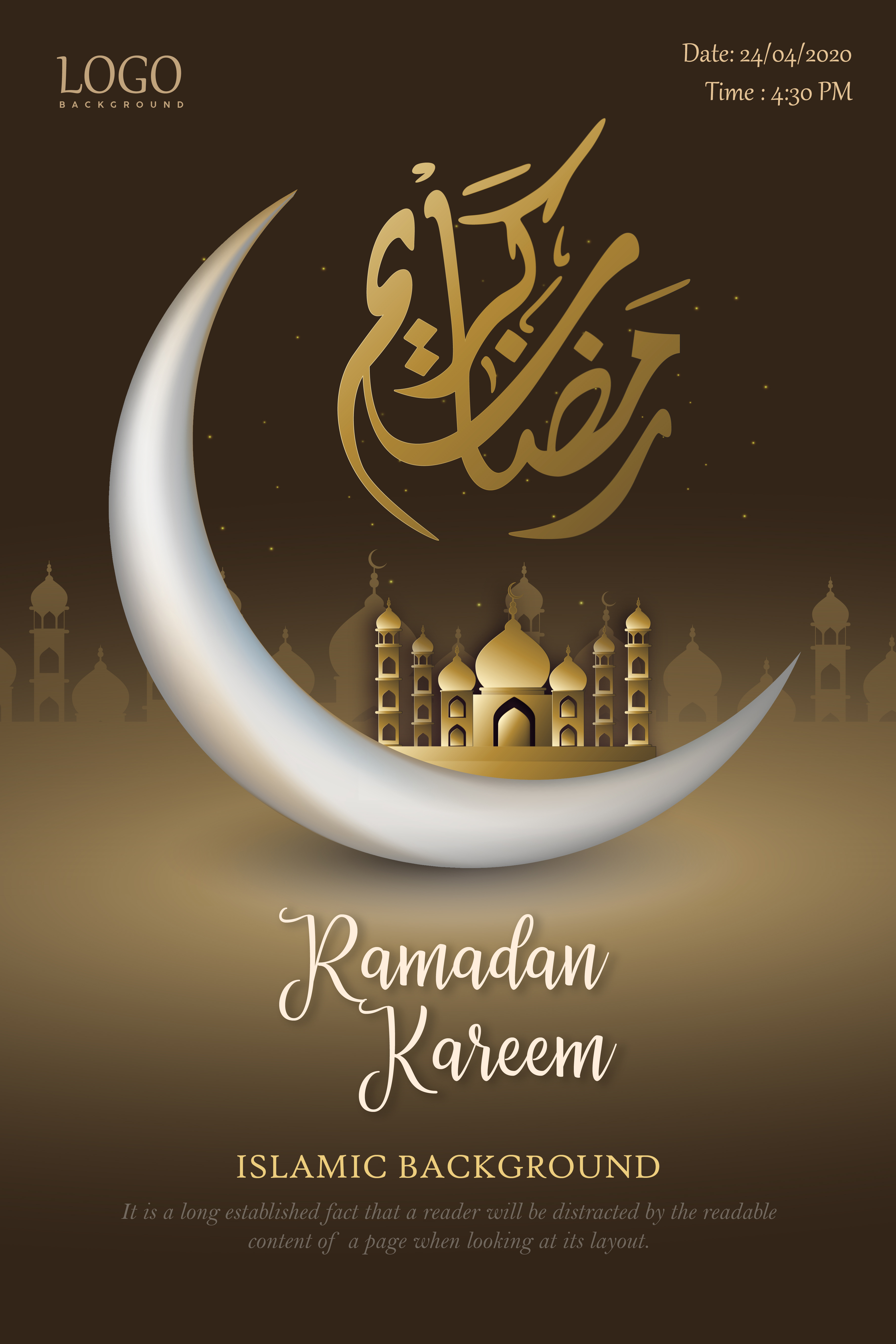 Ramadan Kareem Brown and Gold Poster Design 833982 Vector Art at Vecteezy