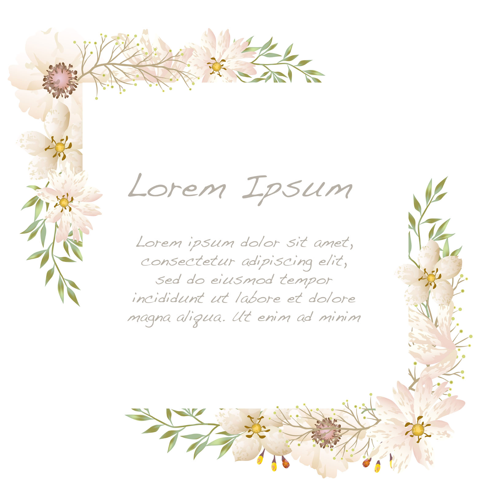 Download Cream and Greenery Watercolor Frame 833987 - Download Free ...