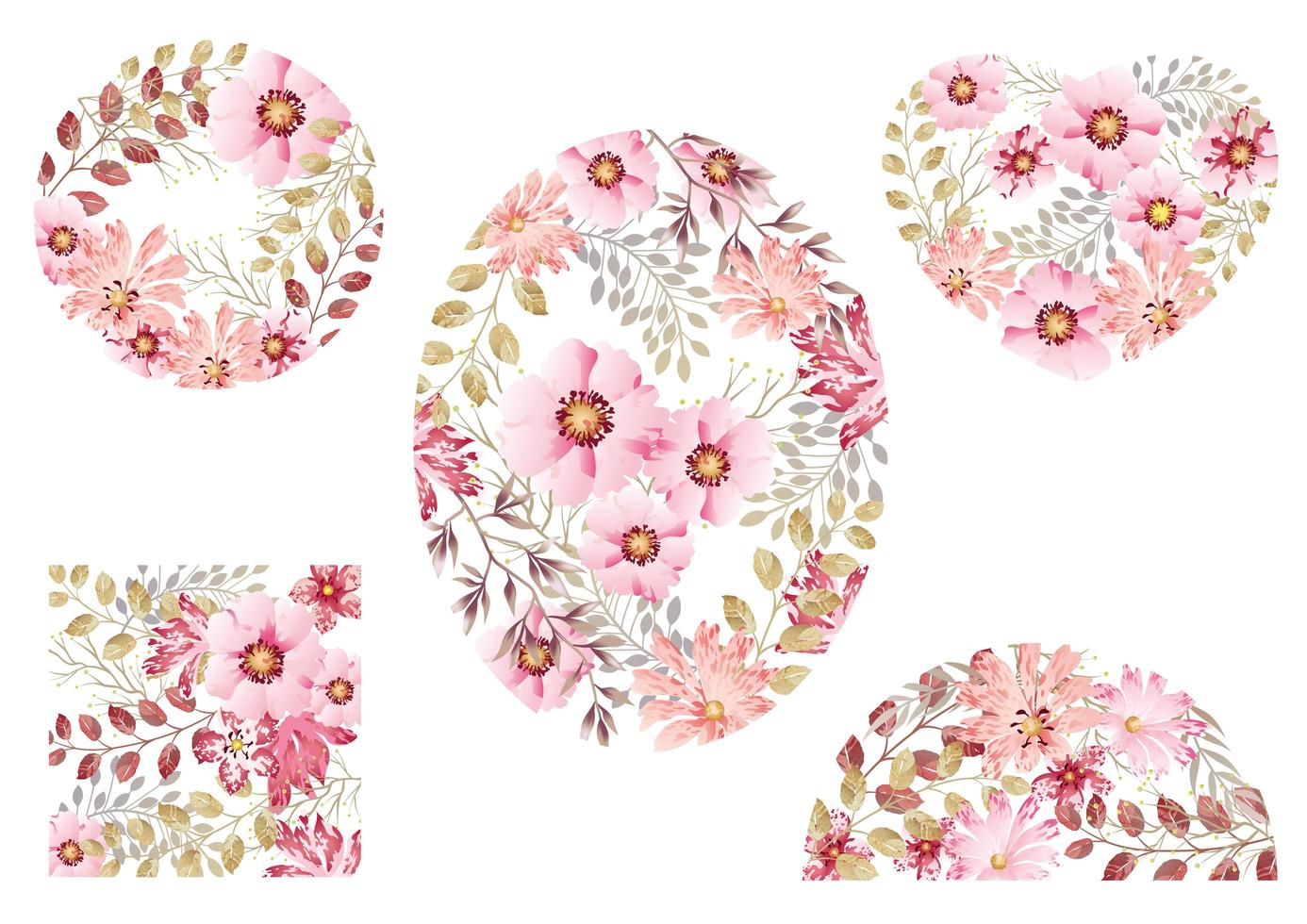 Set Of Pink Watercolor Floral Backgrounds vector