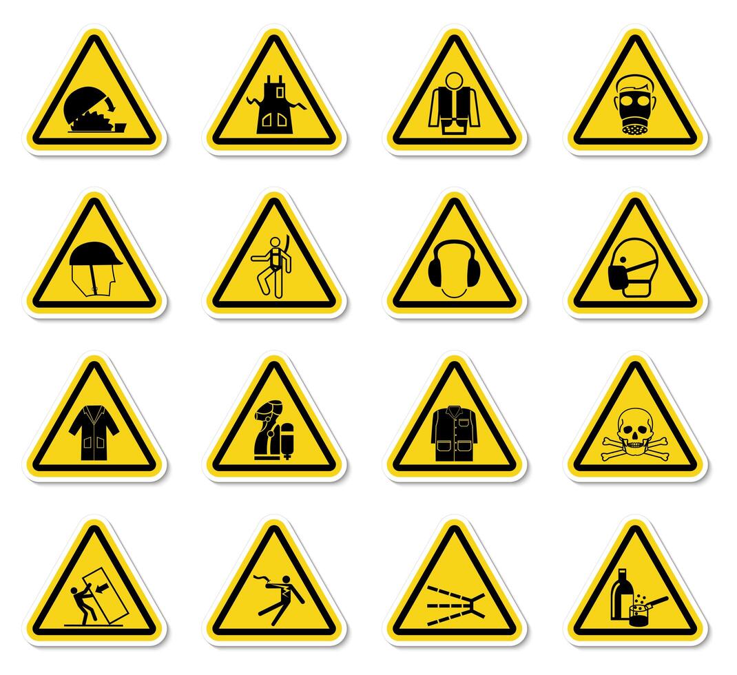 Warning Hazard Symbols Set vector