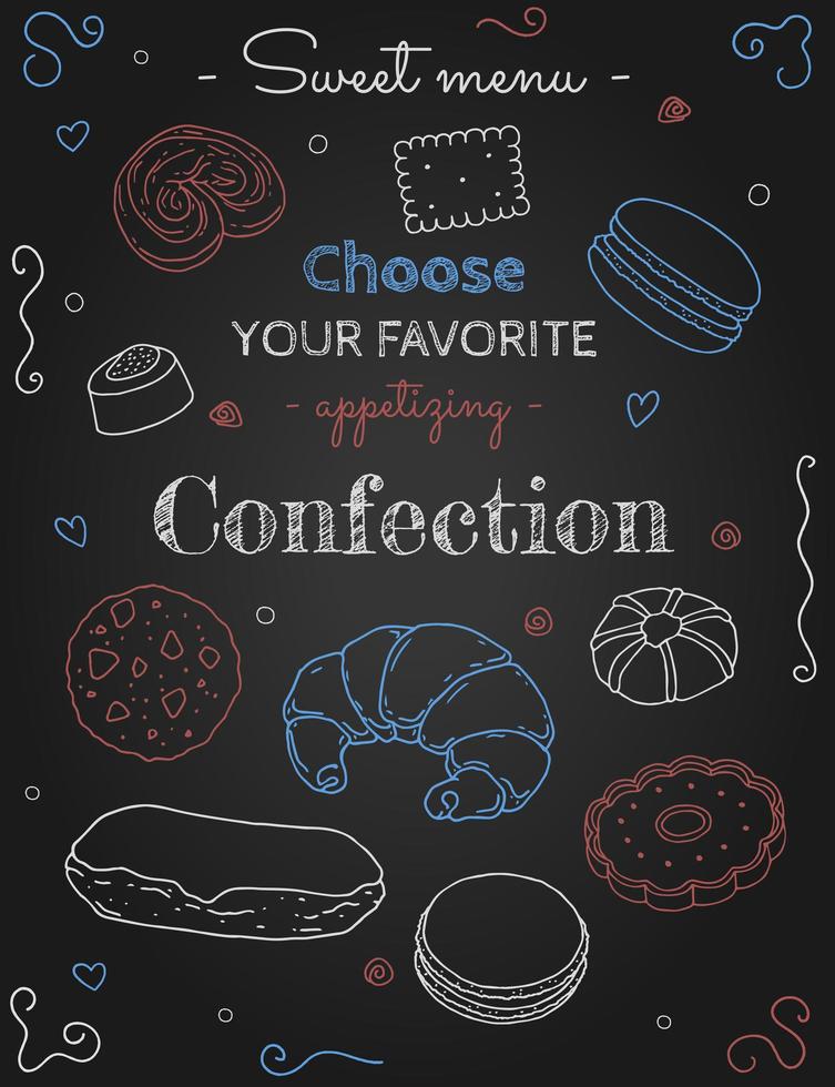 Confection Sketches on Black vector