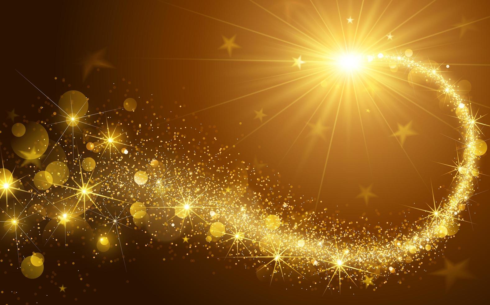 Golden Lights and Stars Christmas Background