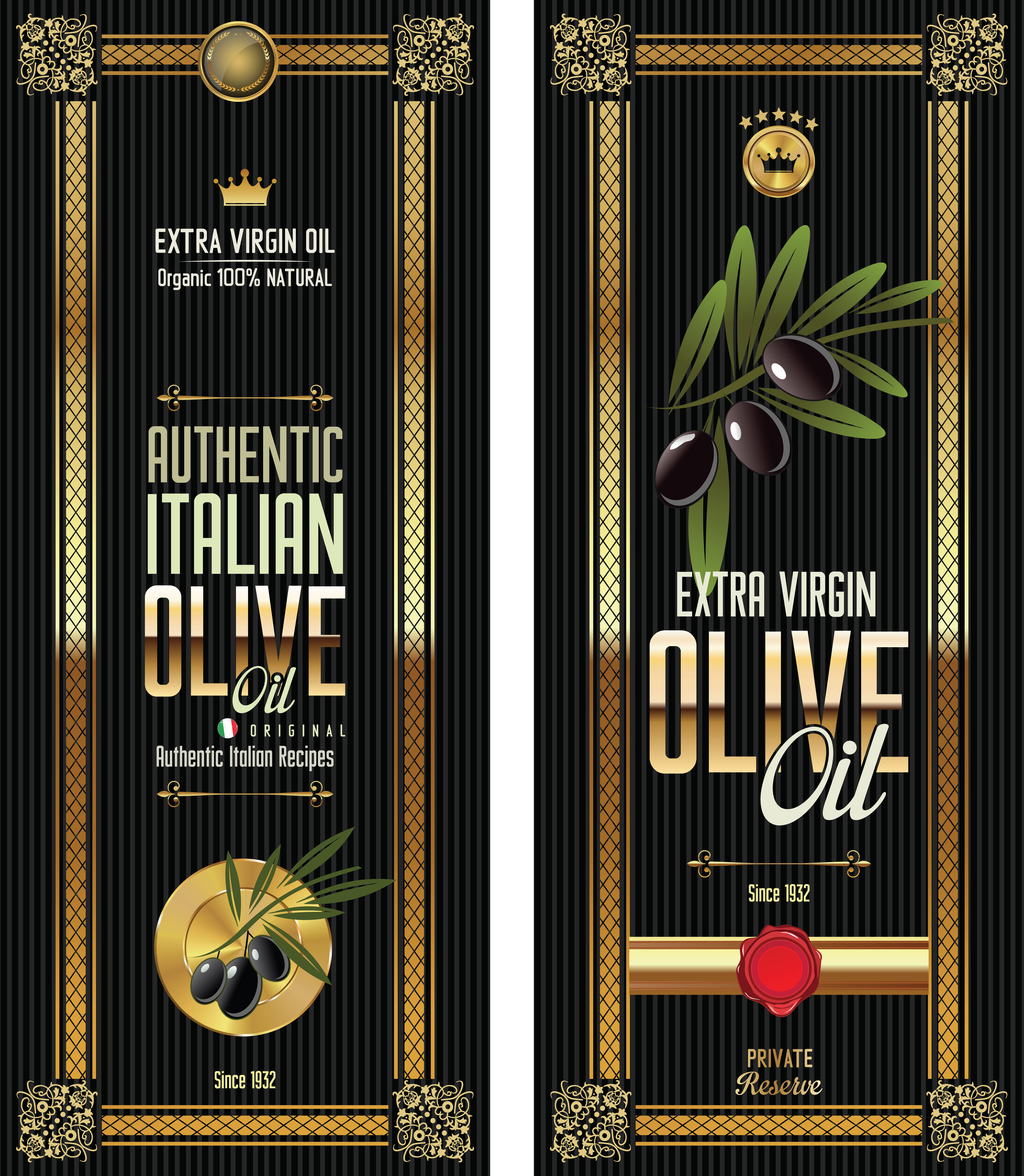 Olive Oil Retro Labels Set 834120 Vector Art at Vecteezy
