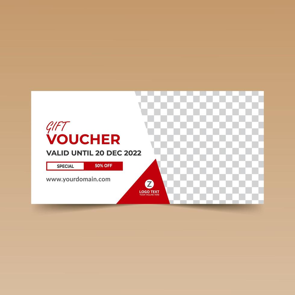 Gift Voucher Red and White Design Template vector