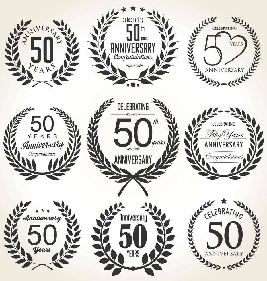 50th Anniversary Laurel Wreath Set  vector