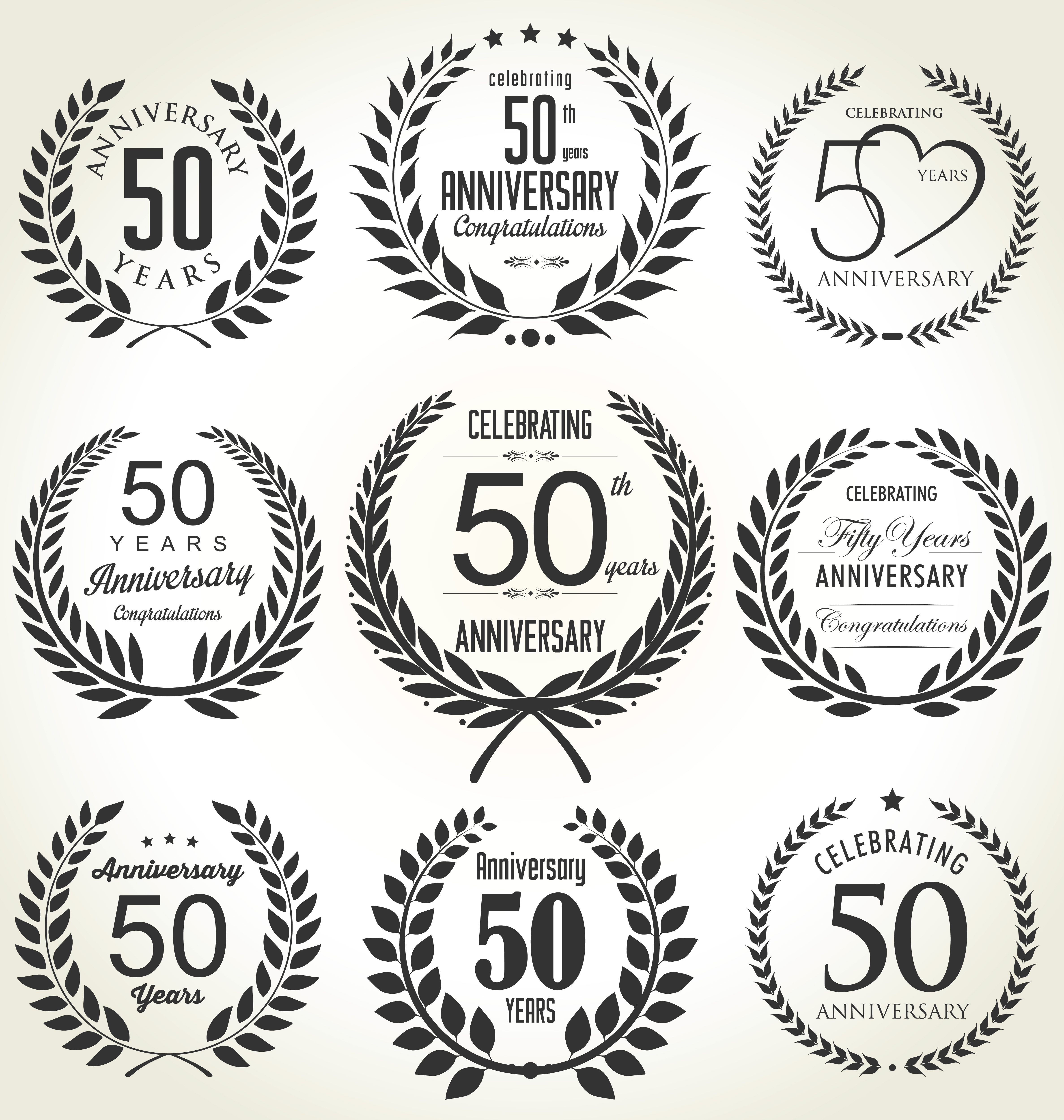 Download 50th Anniversary Laurel Wreath Set - Download Free Vectors ...