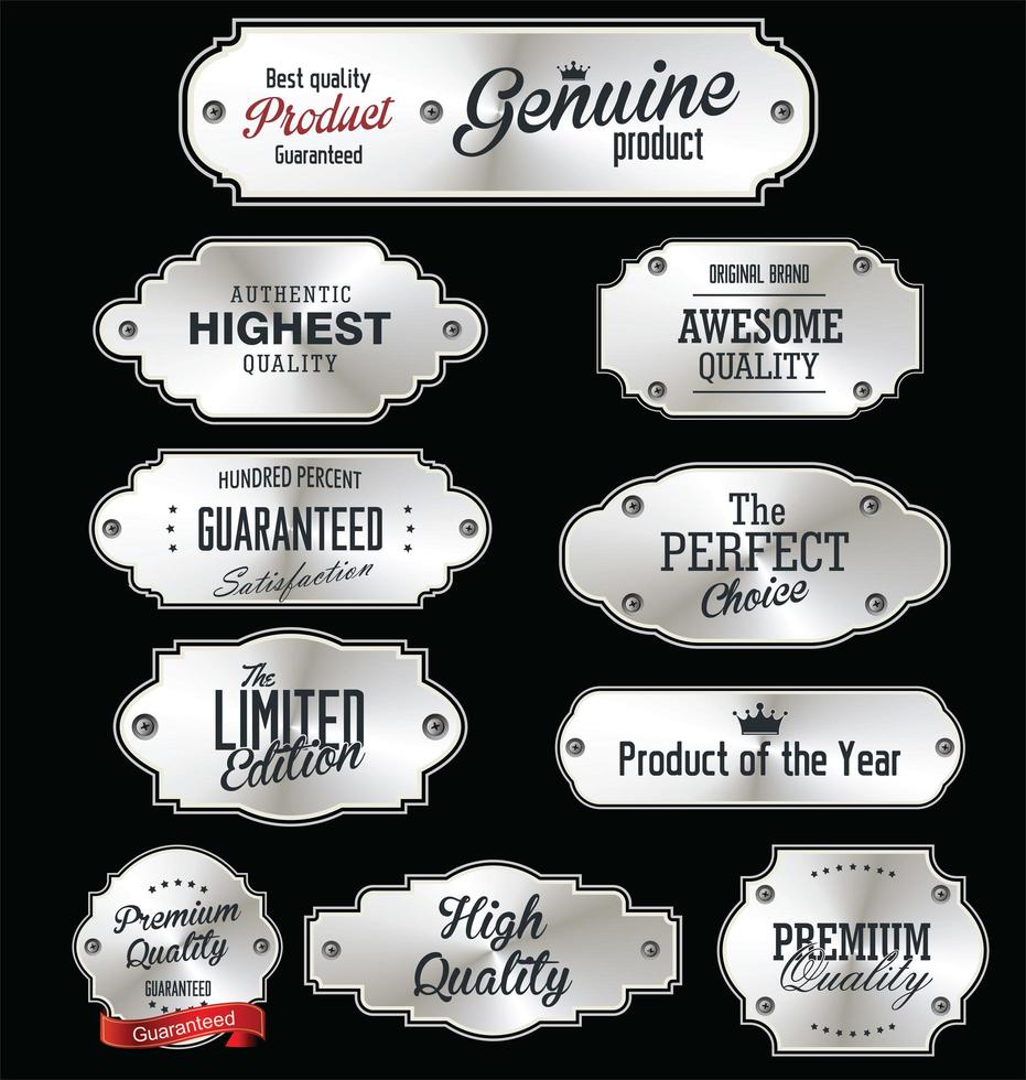 Metal Plates Quality Design Set  vector