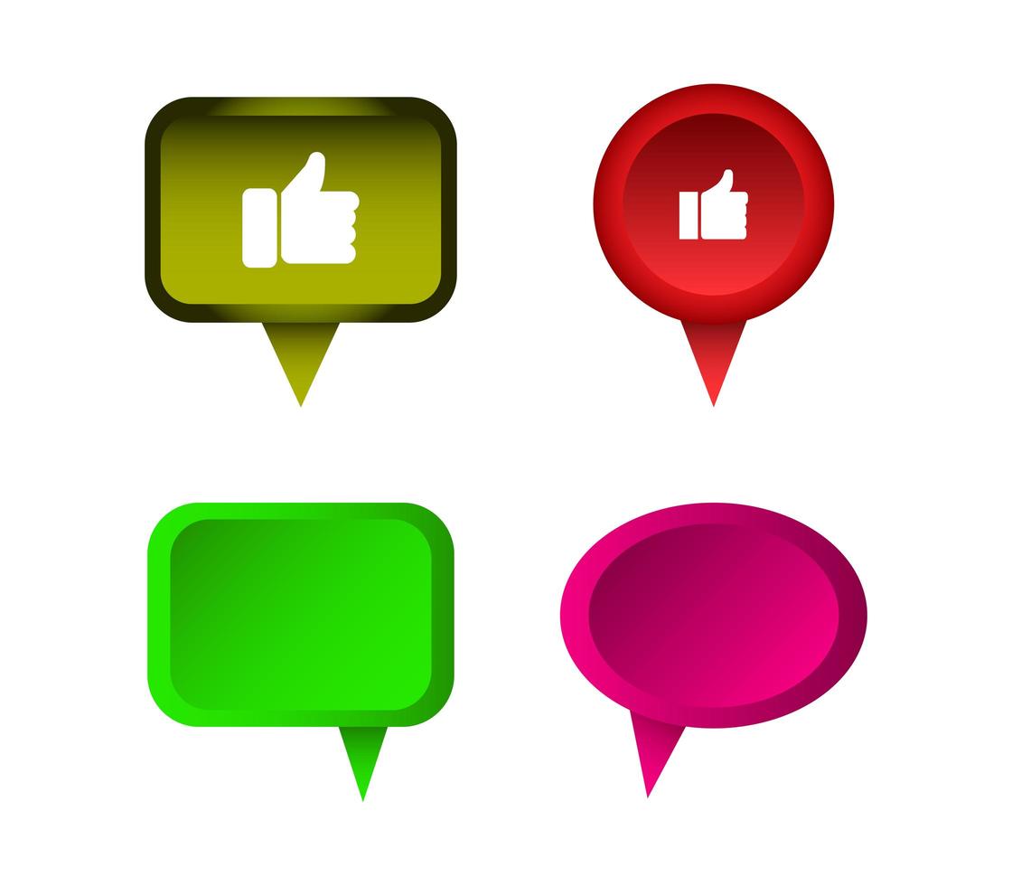 Multi-Color Social Speech Bubble Set vector