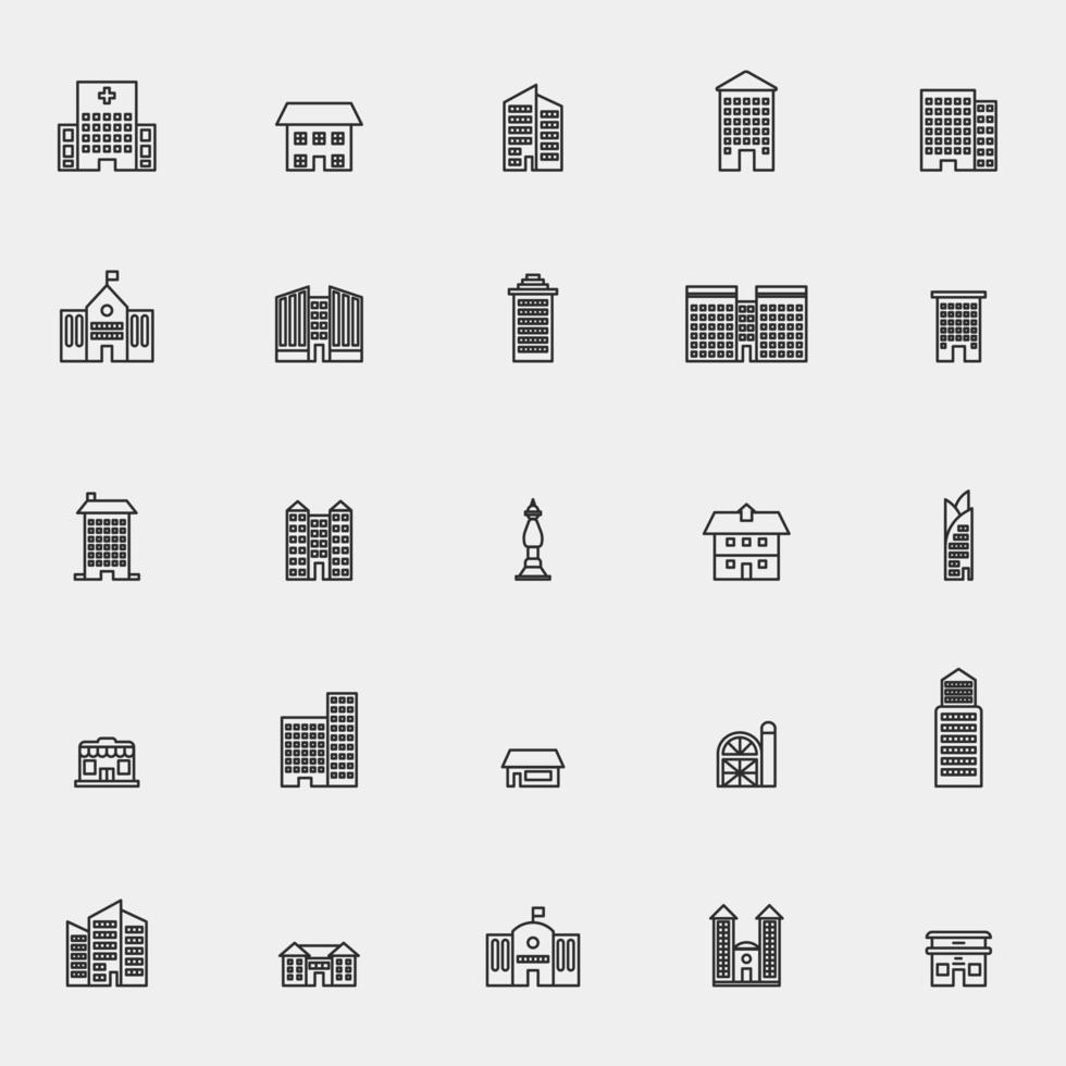 Business Building Line Icon Set vector