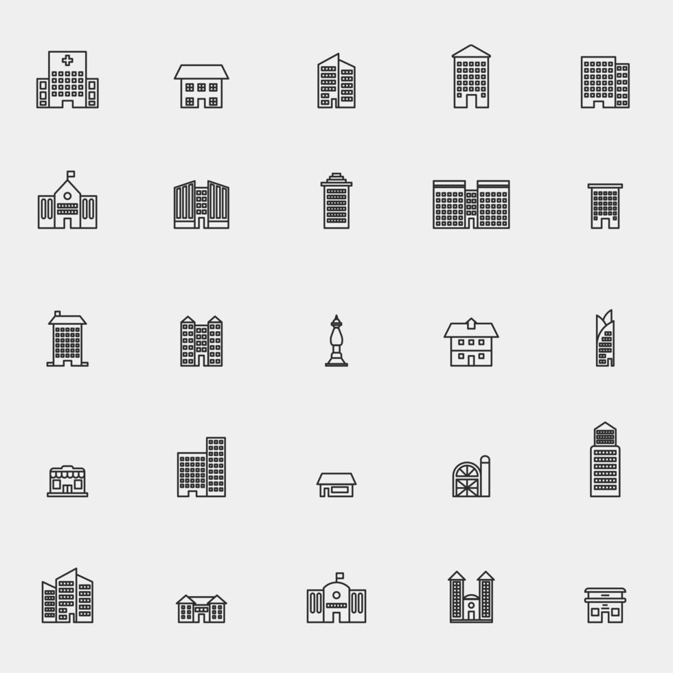 conjunto de iconos de línea de construcción de negocios vector