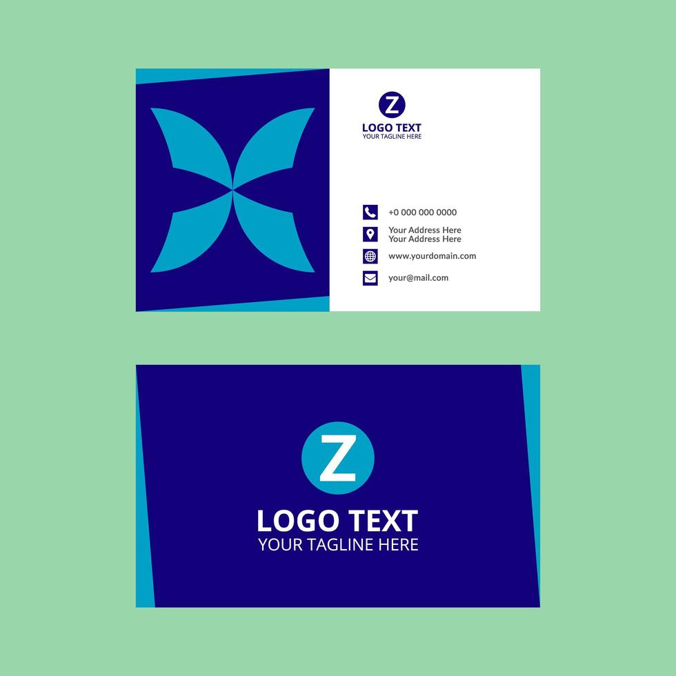 Blue Abstract Flower Business Card Design Template vector