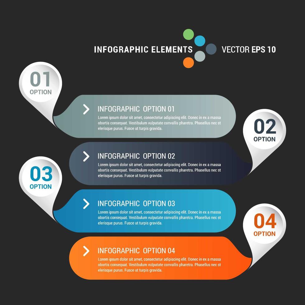 Infografía de rectángulo redondeado con números vector