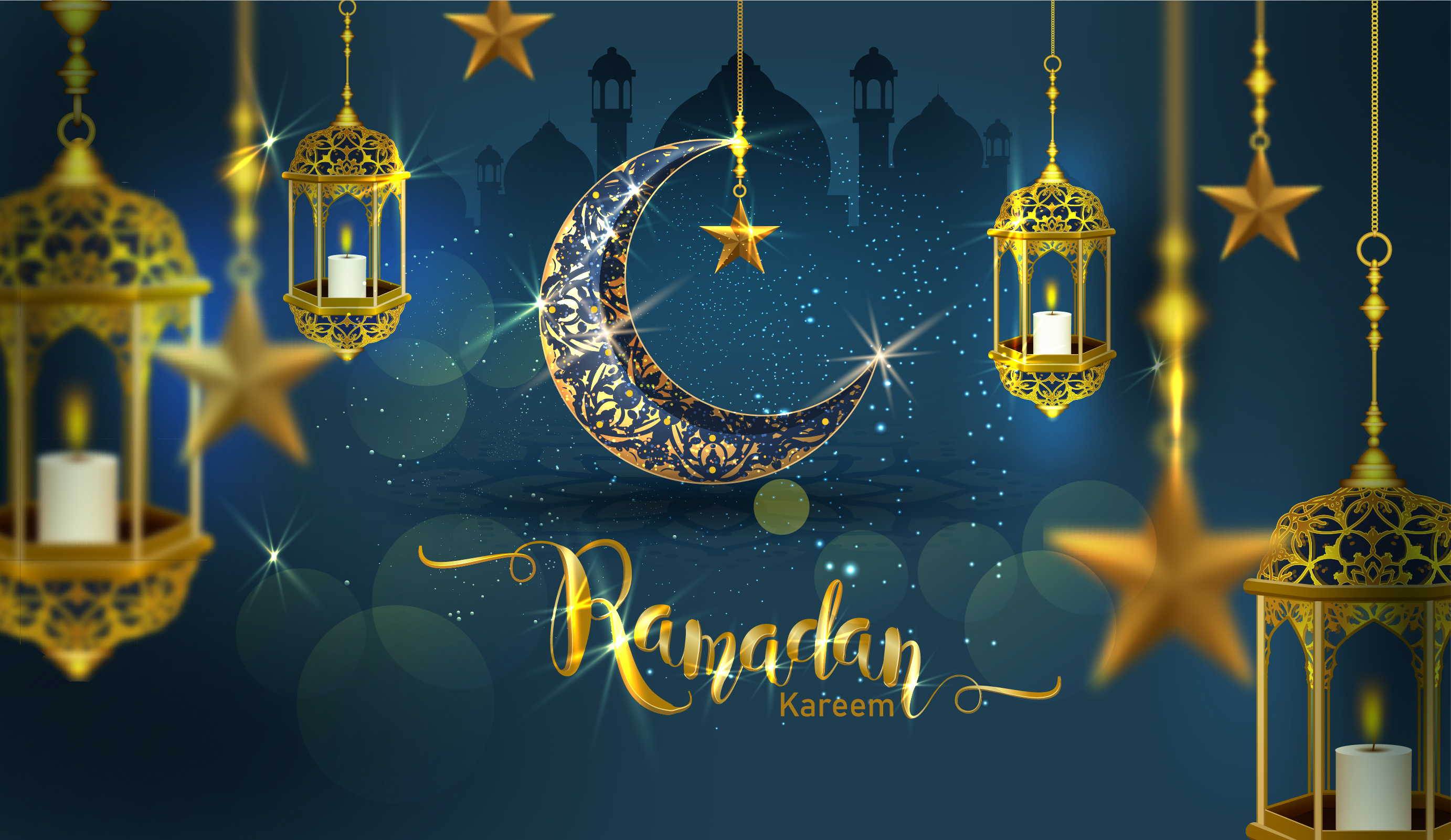 Ramadan Kareem Poster with Ornate Crescent Moon