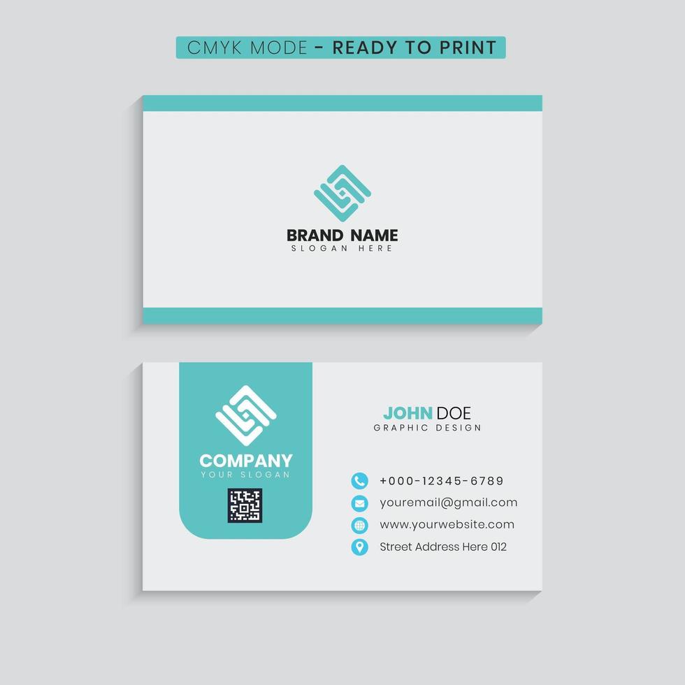 Blue Border and Rounded Shape Business Card Design vector