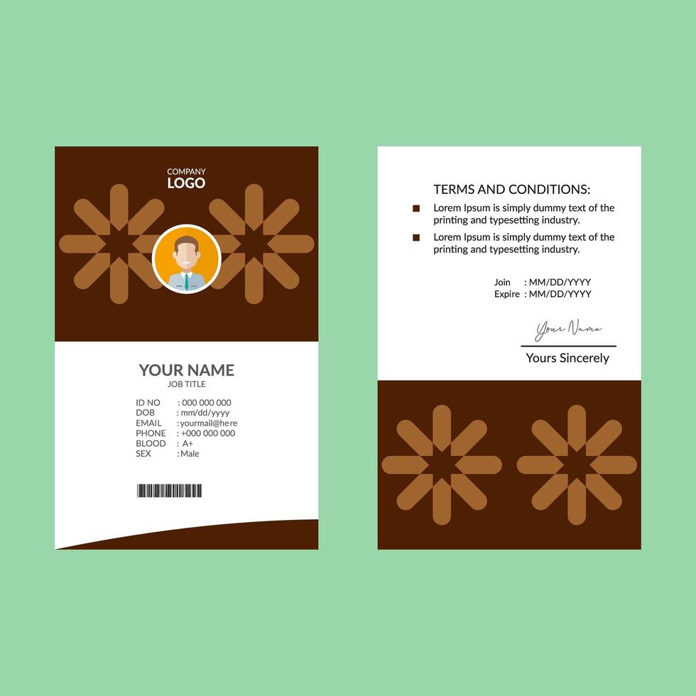 Brown Geometric Star ID Card Template vector