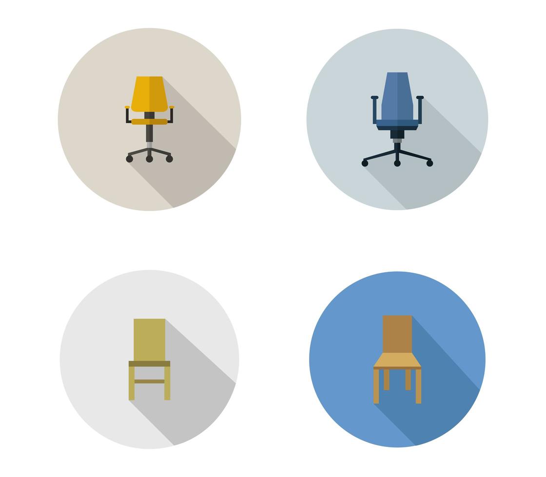 Set Of Office Chairs Icons  vector