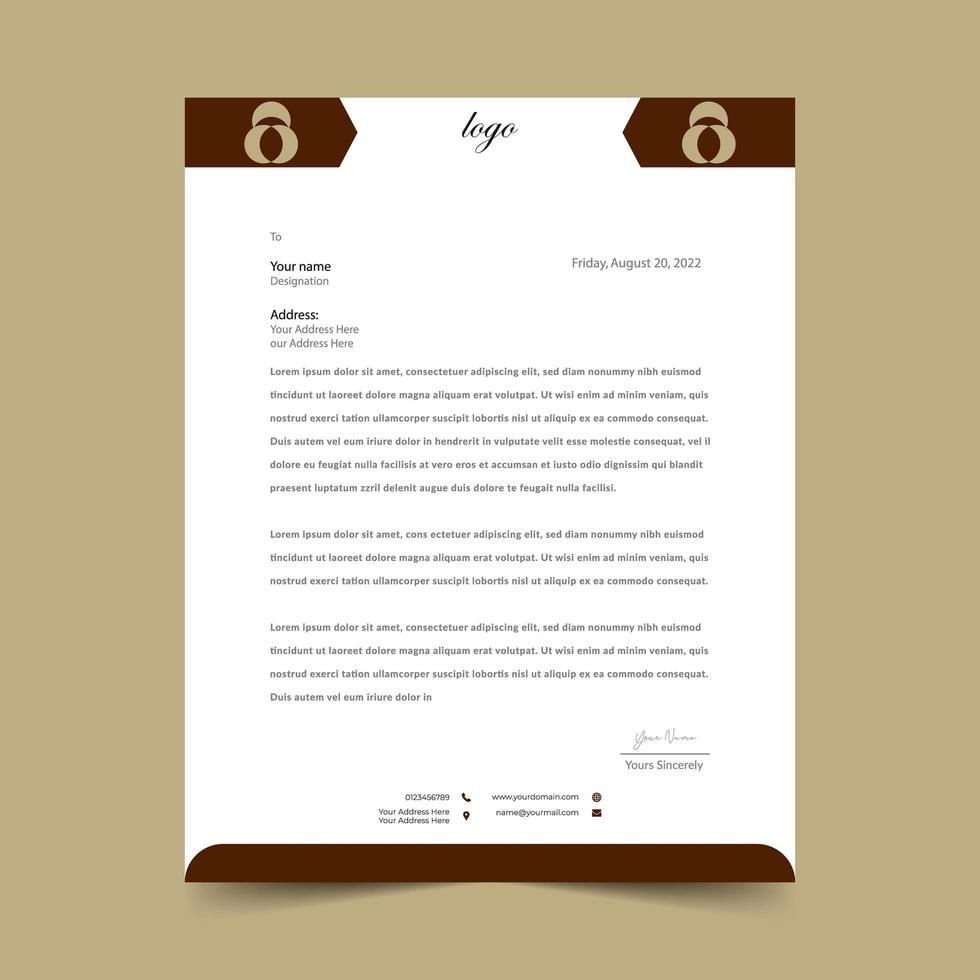 Brown Simple Geometric Letterhead Template vector
