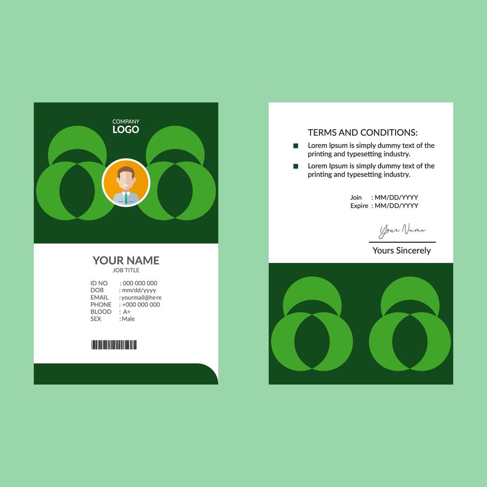 Green Geometric Green ID Card Template vector