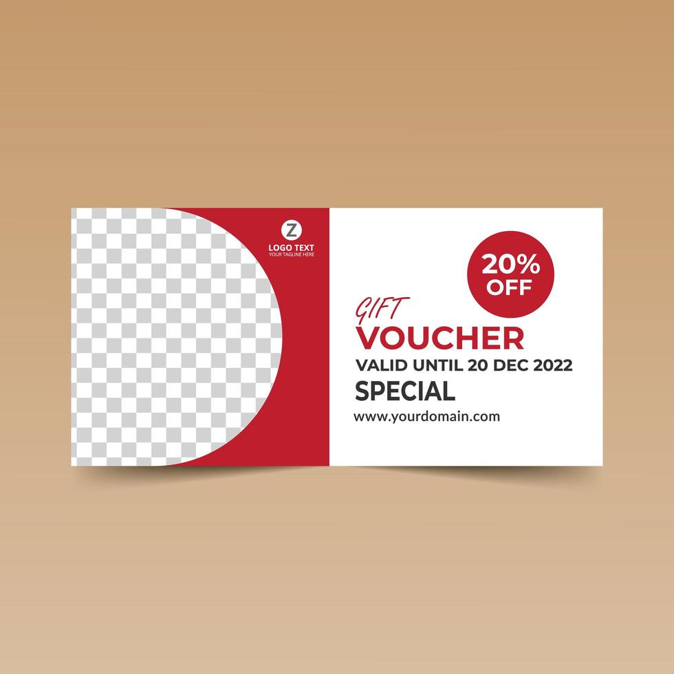 Red and White Gift Voucher Design Template  vector