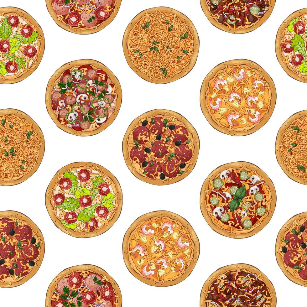 Pizzas recipe pattern vector