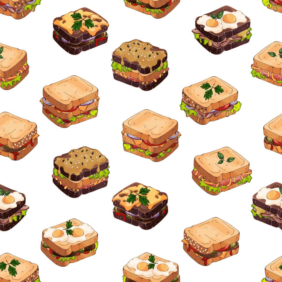 patrón de tipos de sandwiches vector