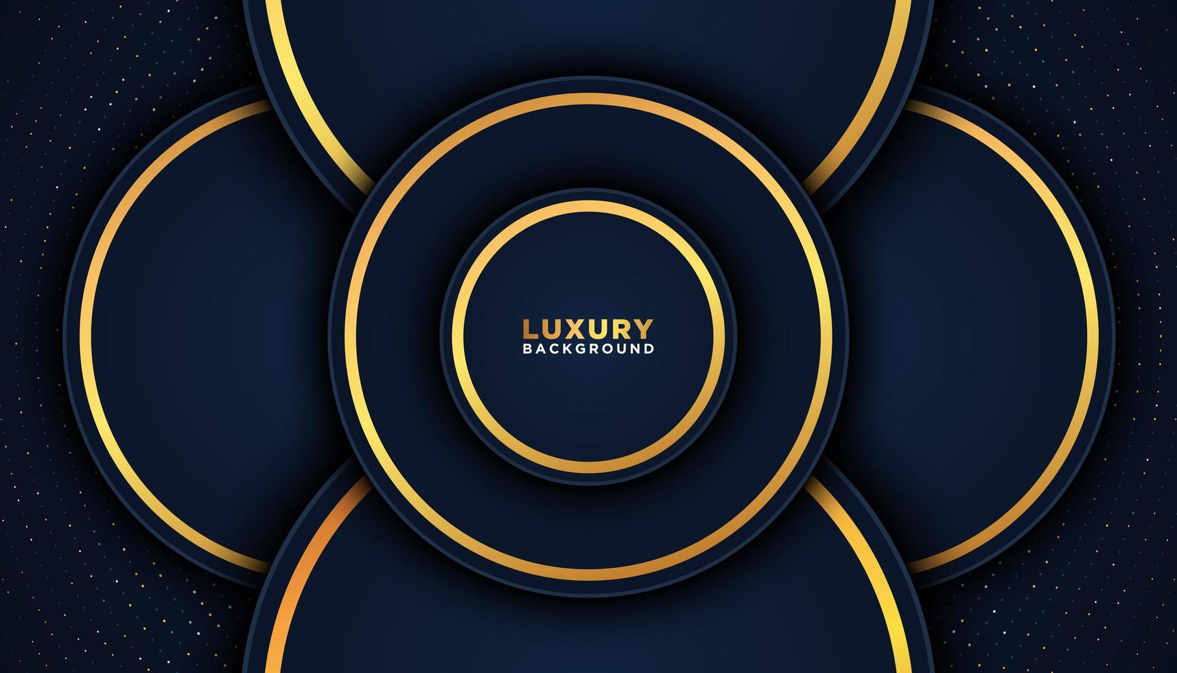 Dark Blue with Gold Outline Overlapping Circled 3D Background vector