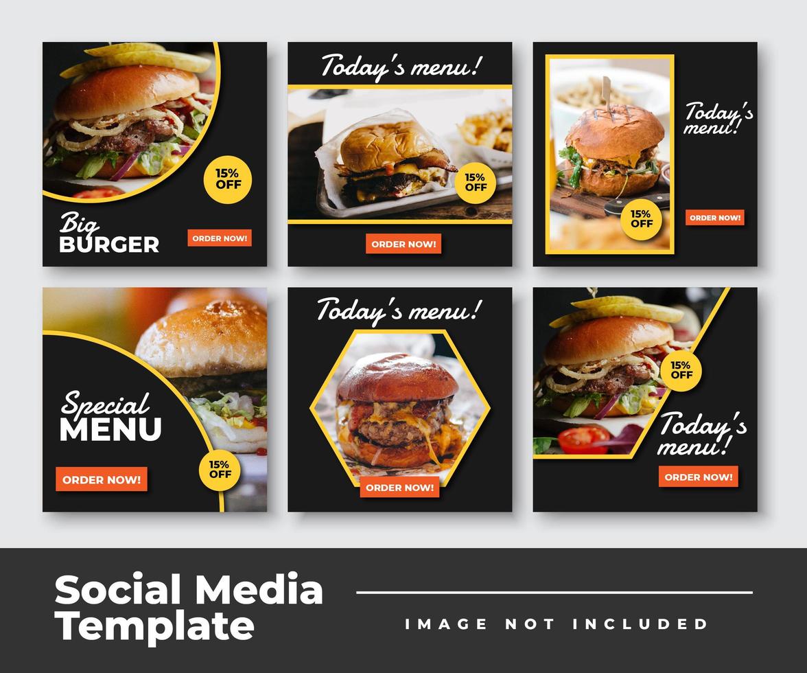 Food Social Media Post Template Collection vector