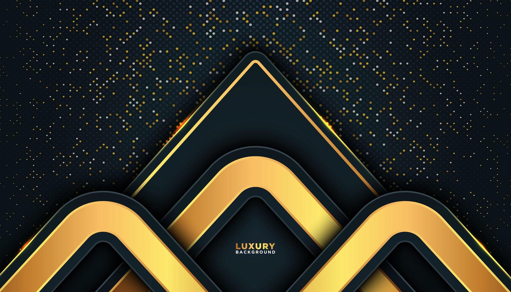 Dark Gold Dot Background with Gold Triangular Shapes  vector