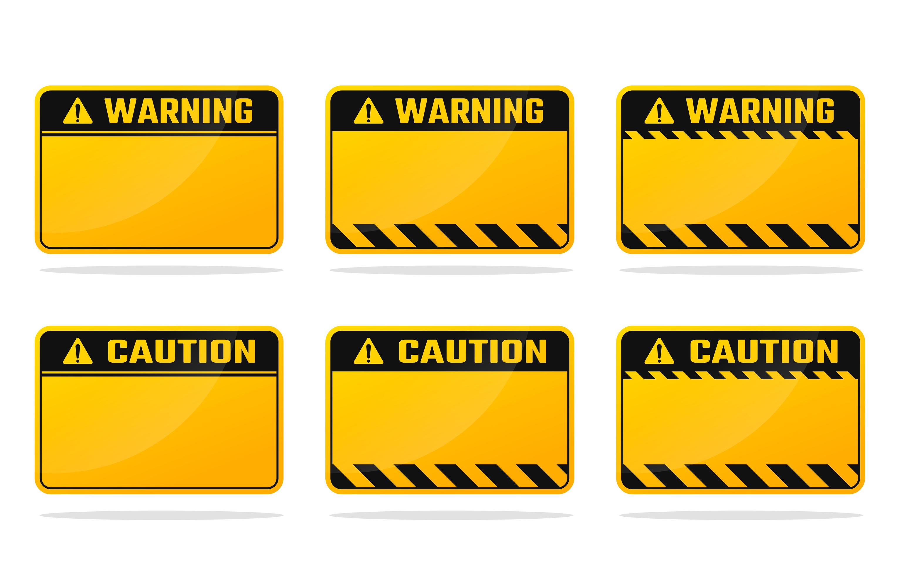 Yellow black warning sign set 834458 Vector Art at Vecteezy