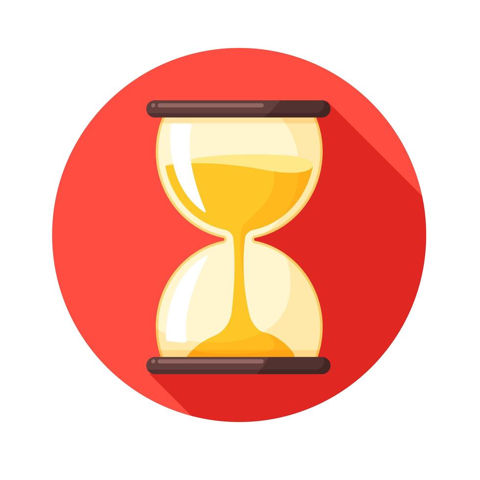 icono de reloj de arena en círculo rojo vector