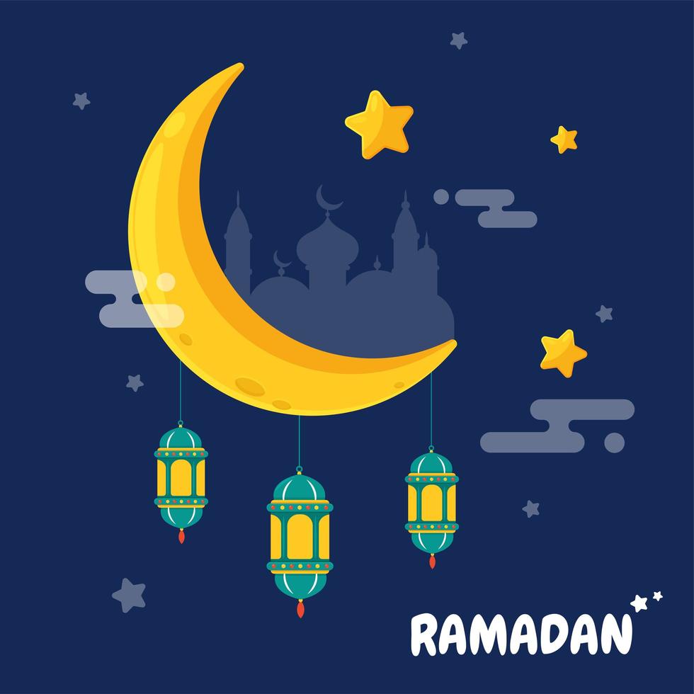 tarjeta de felicitación de Ramadán Kareem vector