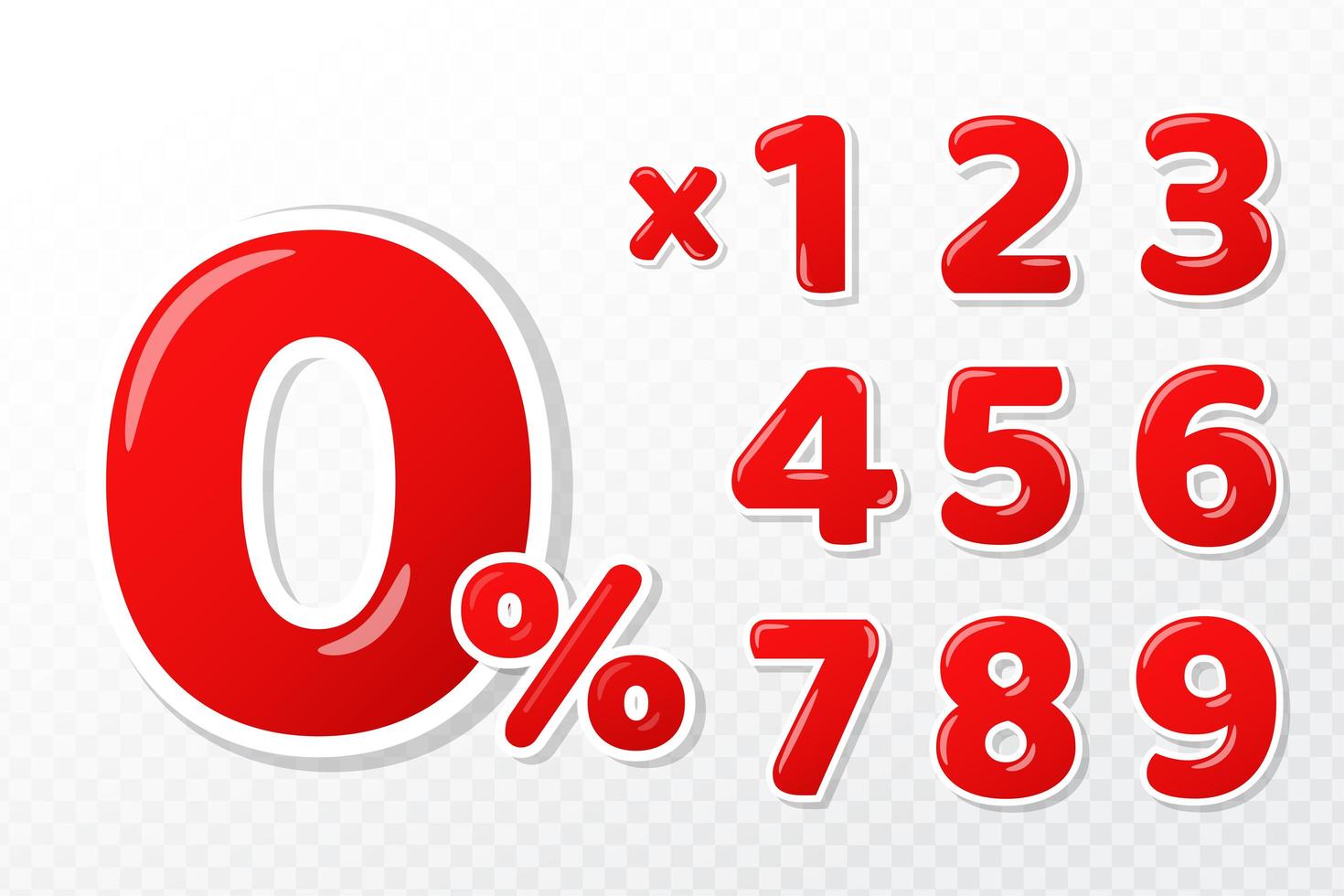 3D red numbers set  vector