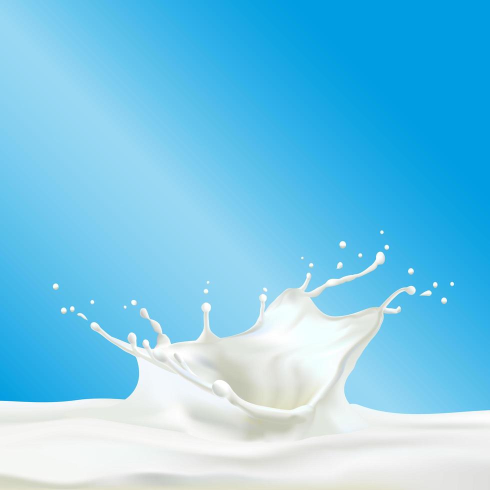 Resumen splash gota de leche con salpicaduras vector