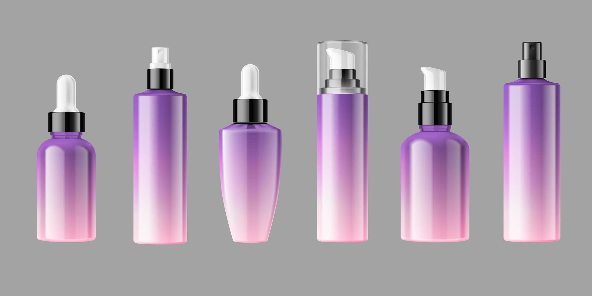 Blank cosmetic bottles packaging mockup vector
