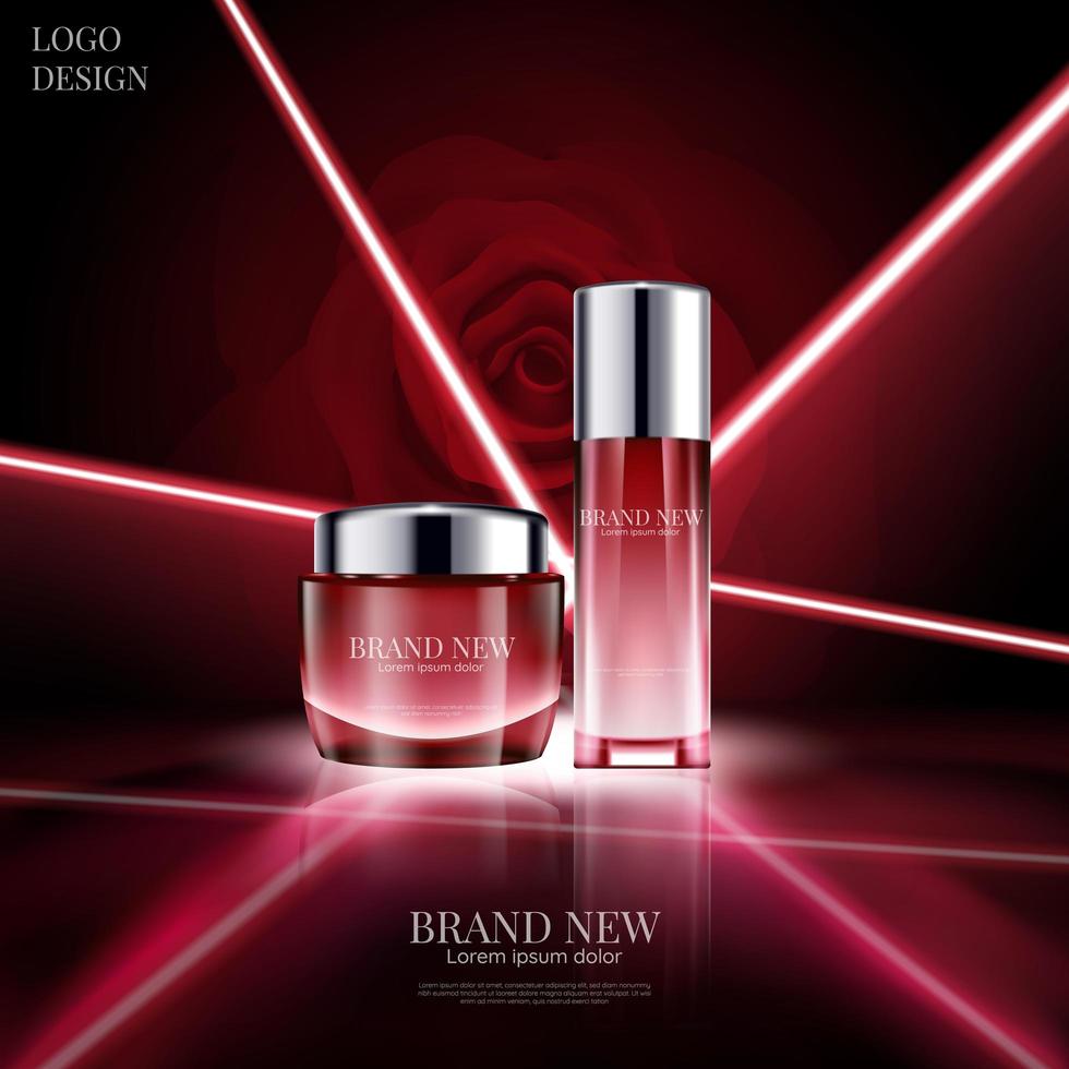 Cosmetic design with red glowing background vector