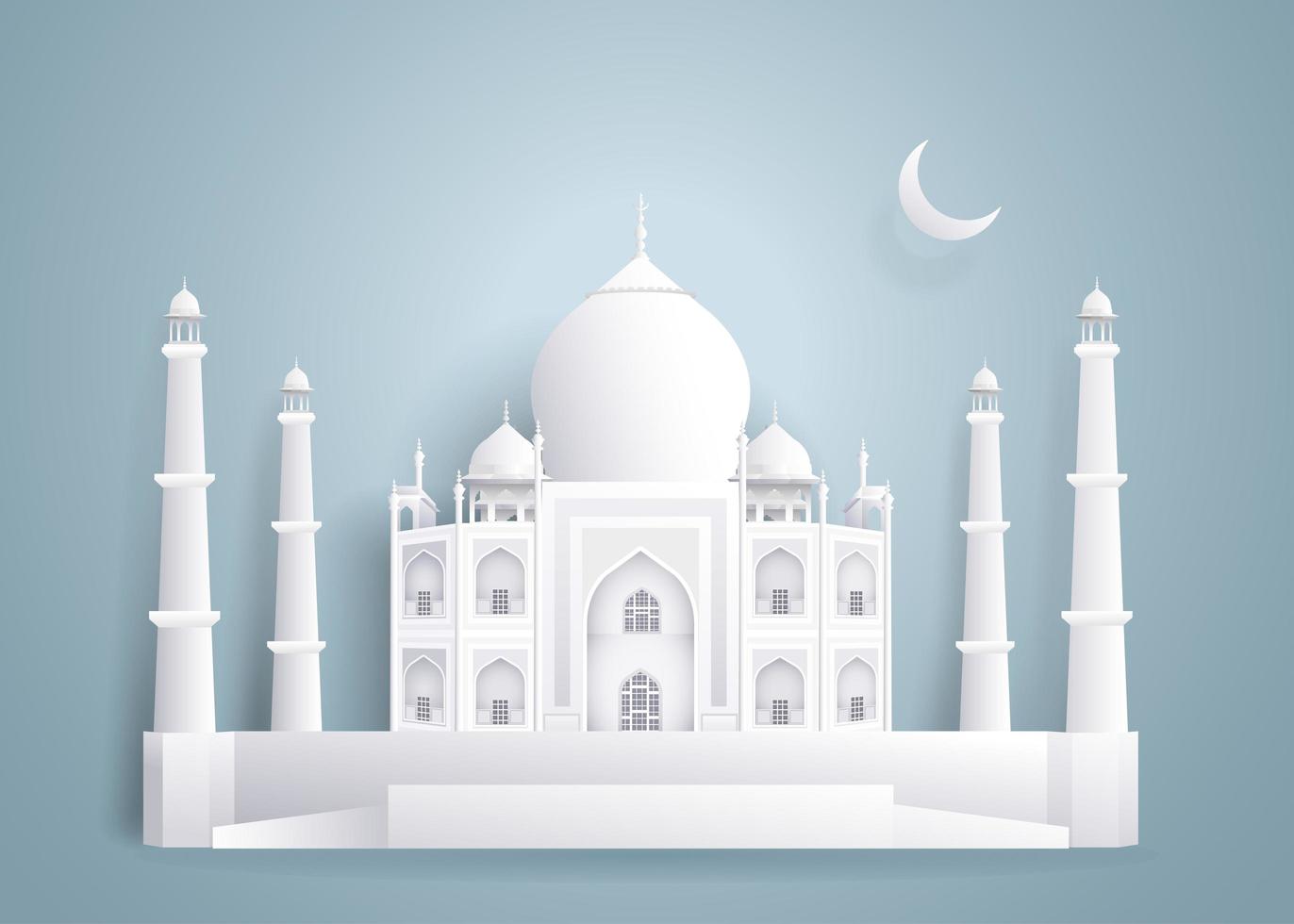 estilo de arte de papel de taj mahal vector