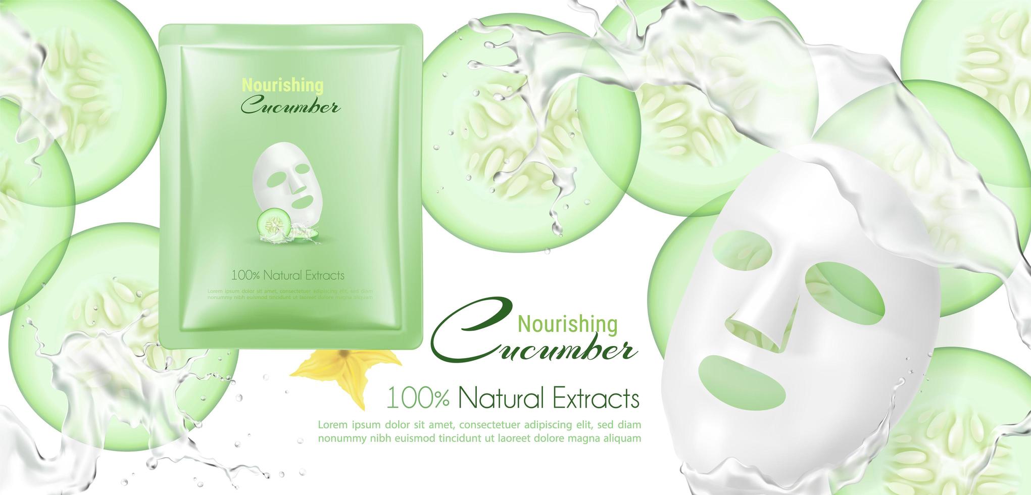 Natural cream with cucumber background vector