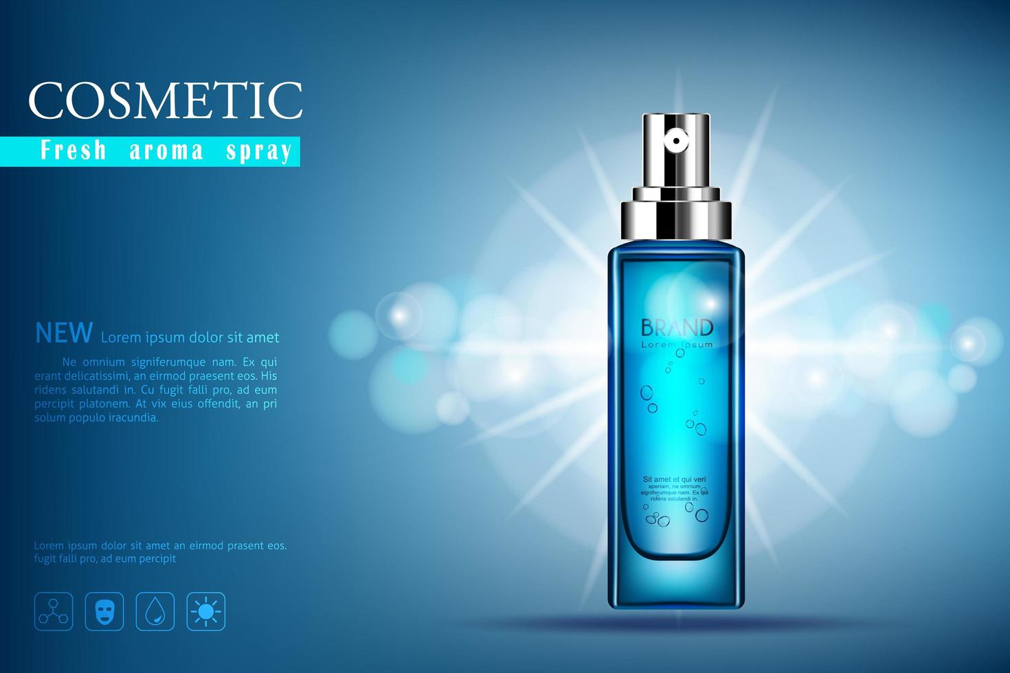 Spray bottle fresh aroma with bokeh and flare background vector