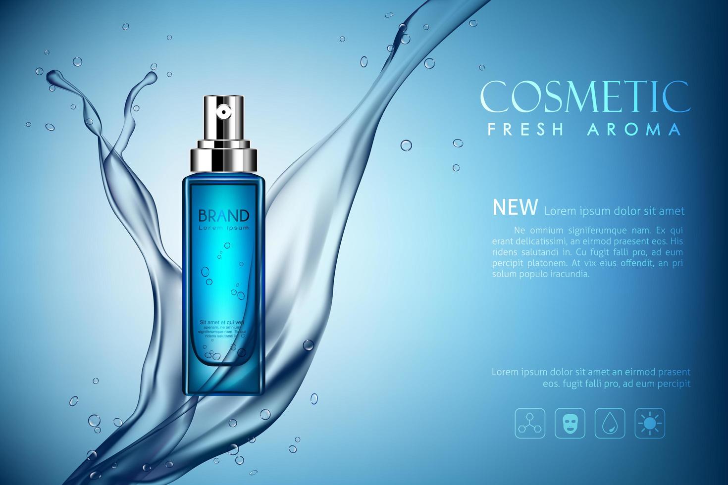 Spray bottle with water splash background vector