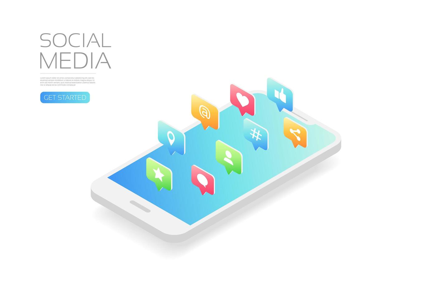 social media icons from smartphone  vector