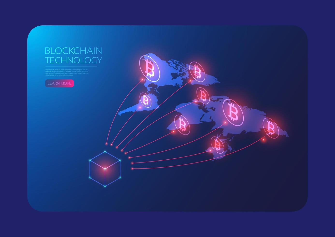 isometric bitcoin global network  vector