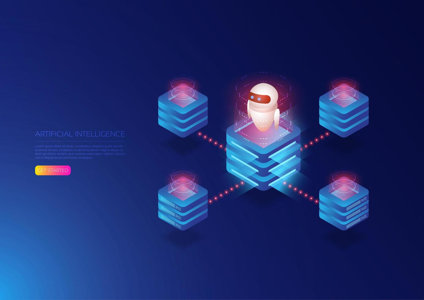  Ai technology isometric website  vector