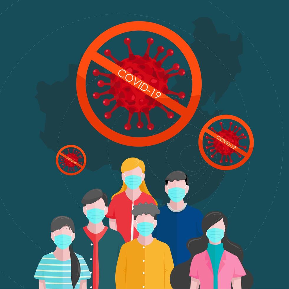 People Wearing Masks to Protect Themselves from COVID-19 vector