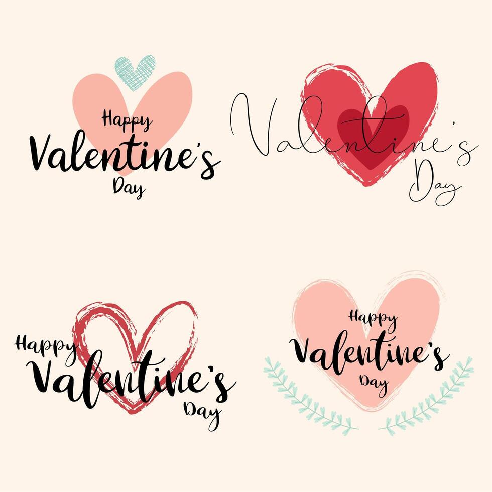 Hand Drawn Valentine's Day Design Set vector