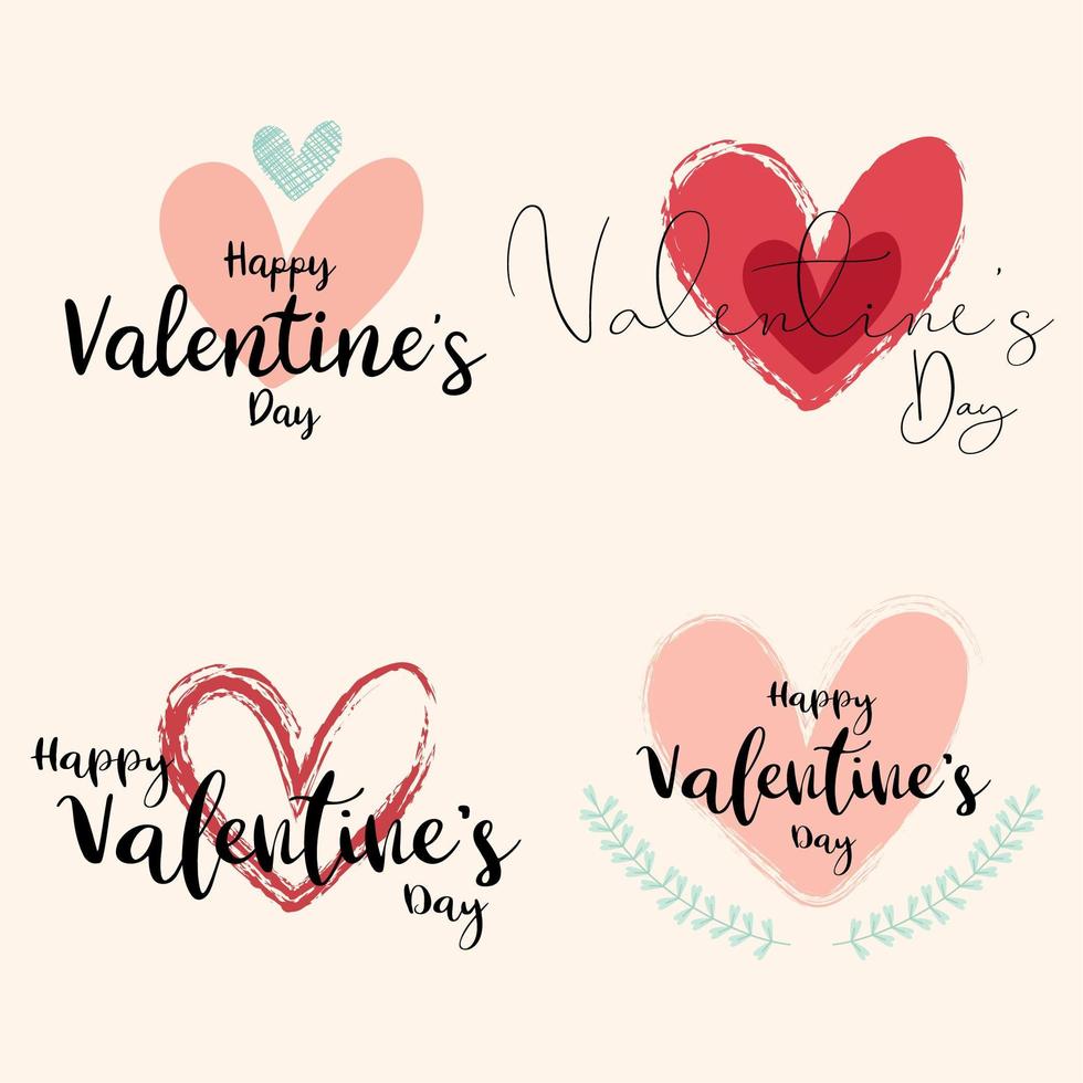 conjunto de diseño de San Valentín dibujado a mano vector