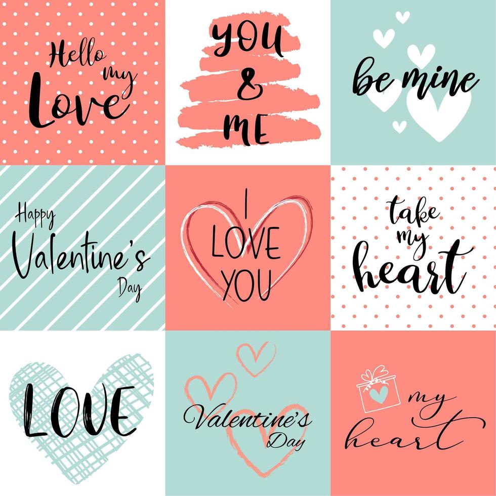 Happy Valentine's day background set vector