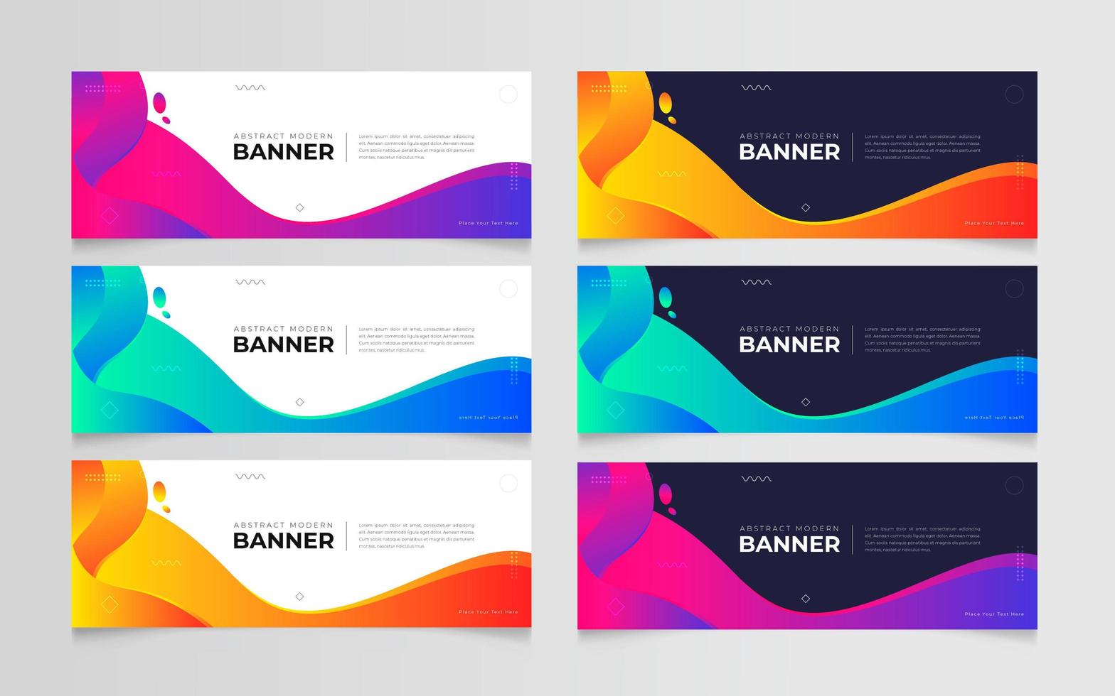 Modern Abstract Gradient Banner Set Template  vector